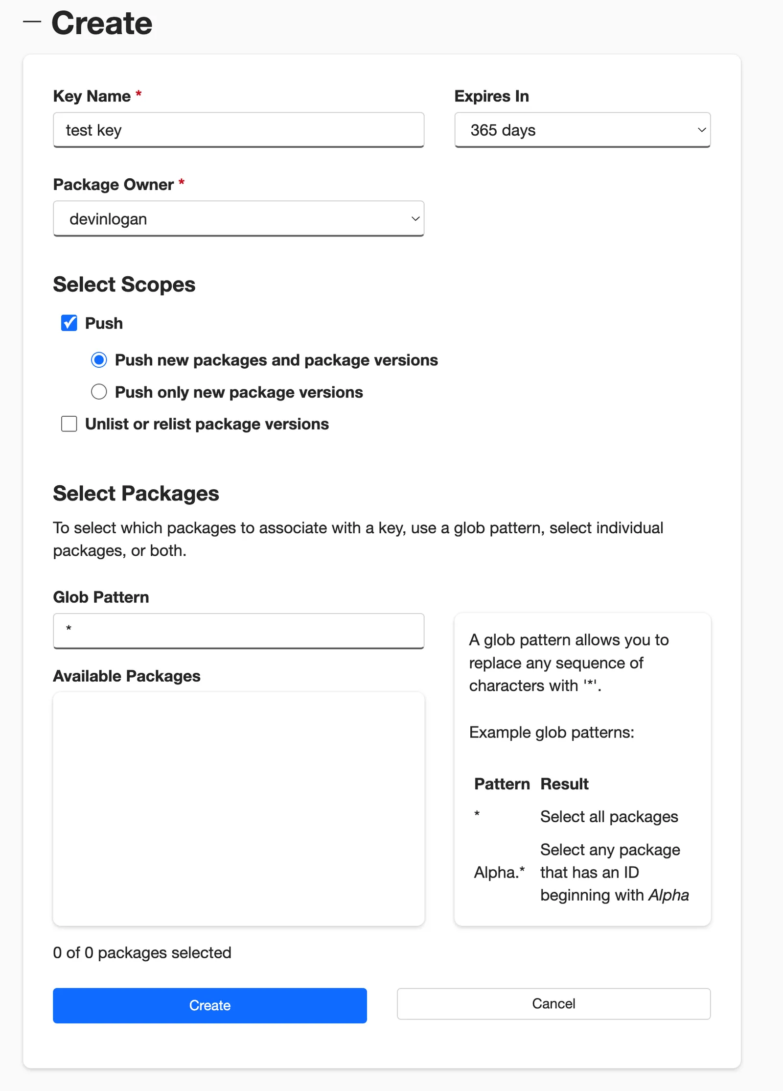 Creating a new API key