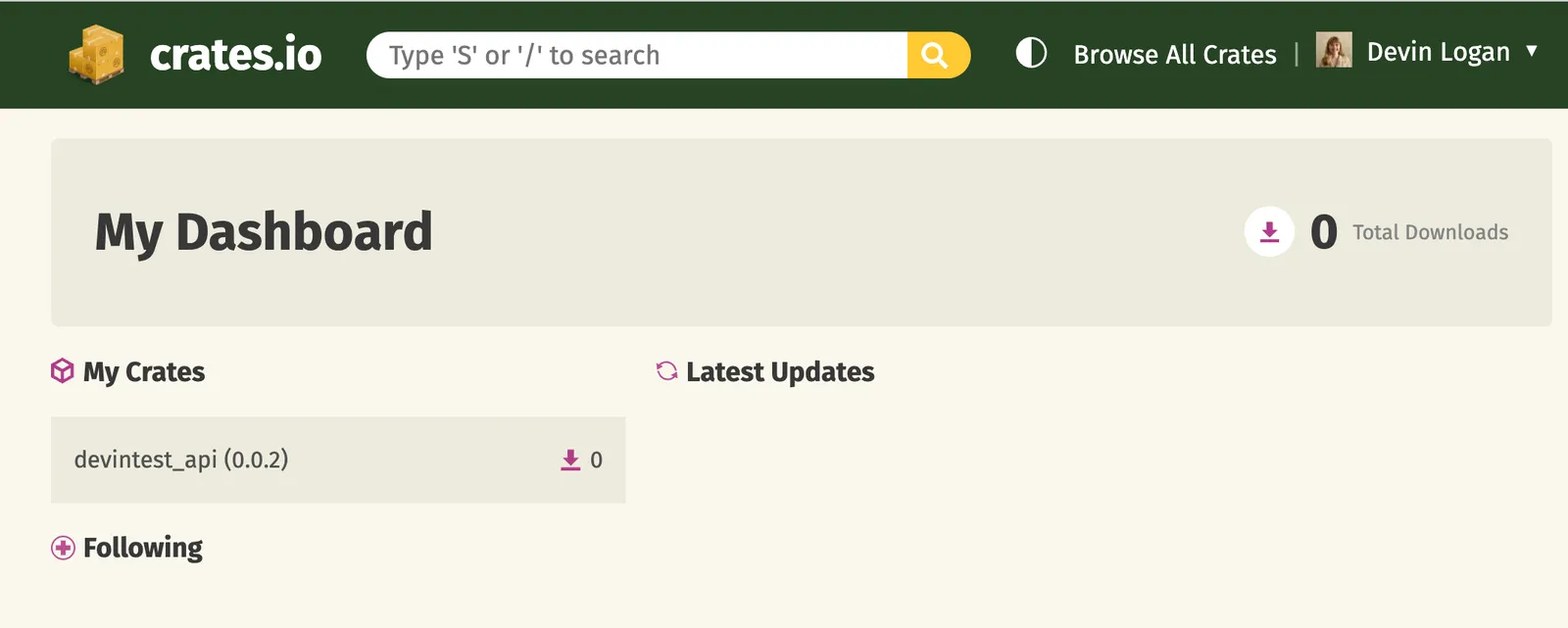 Versioned package published on crates.io